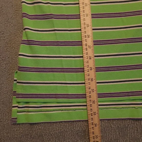 Polo Ralph Lauren Mens LT  Polo Shirt Green Striped Pony Golf Short Sleeve VTG - Picture 5 of 8